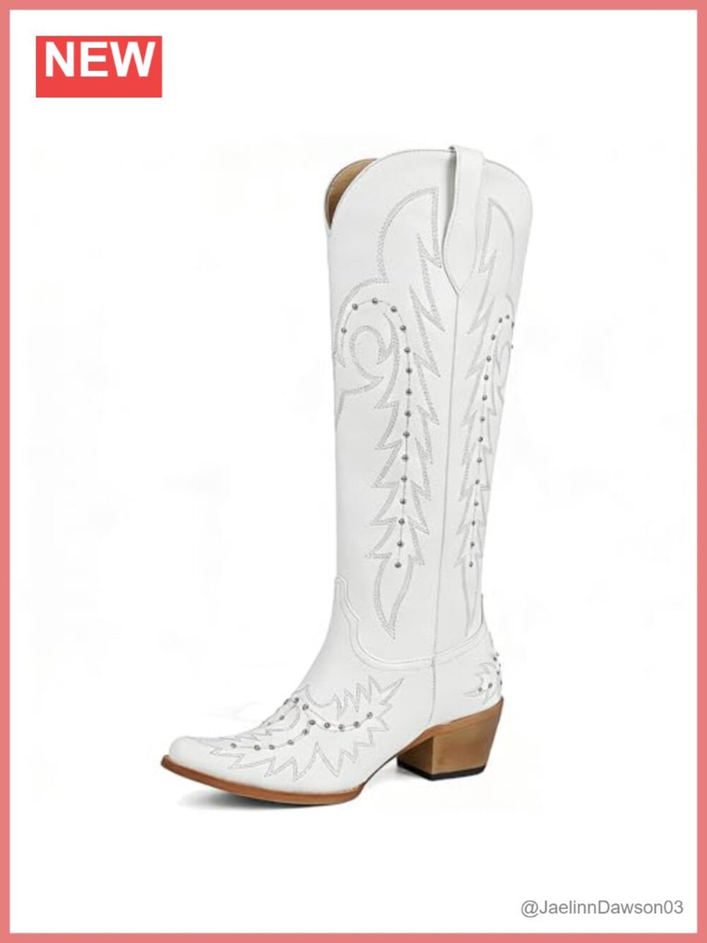 Knee High Cowgirl Boots Embroidered Snip Toe Stacked Heel